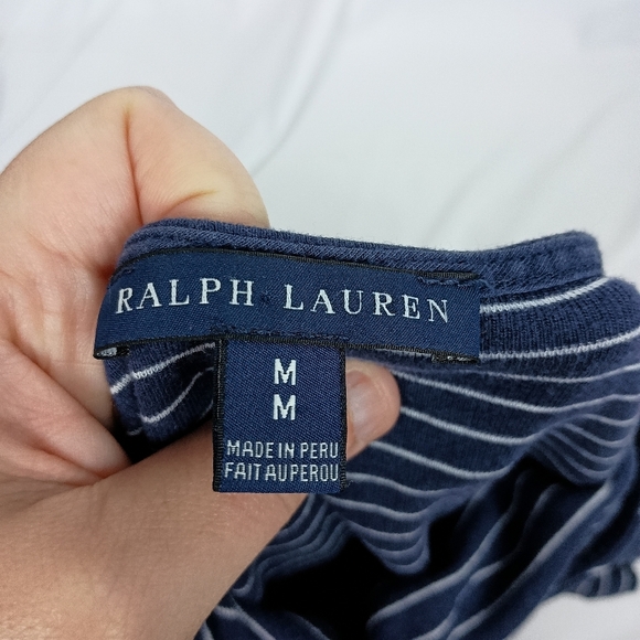 2/$30 Ralph Lauren Fitted Cap Sleeve Tee in Blue and White Nautical-(#548) - Picture 2 of 6